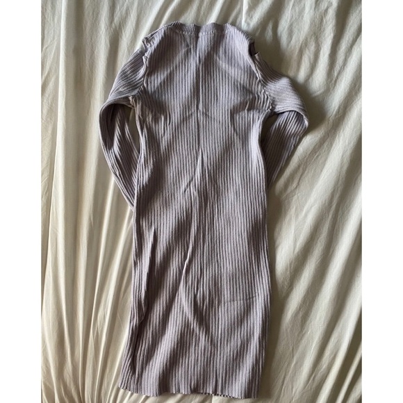 Boohoo Ribbed Long Sleeve Midi Dress Purple Women’s Size M Knit Cold Shoulder - Picture 2 of 4